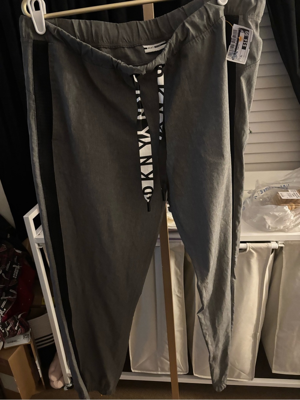DKNY Gray Track Joggers with Branded Drawstring size XL